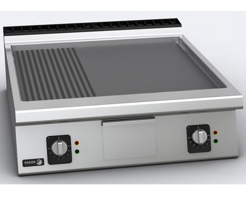 Płyta grillowa elektryczna, ze stali nierdzewnej, gładko-ryflowana, nastawna, 15 kW, 800x930x290 mm | FAGOR, Linia 900 Kore