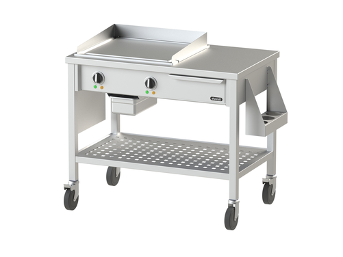 Płyta grillowa elektryczna, ze stali nierdzewnej, gładka, podstawa na kółkach, 3,3 kW, 1000x600x850 mm | NAYATI, Nety Mobile