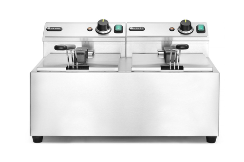 Frytownica elektryczna dwukomorowa 2x 8 l, nastolna, 7 kW, 230 V, 605x455x345 mm | HENDI, Mastercook