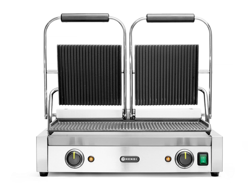 Grill kontaktowy podwójny ryflowany, 570x370x210 mm | HENDI, 263709