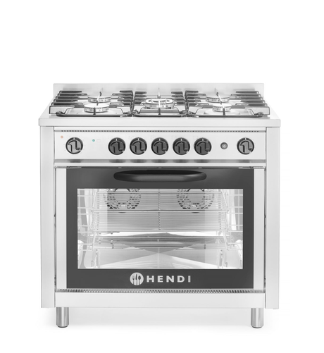 Kuchnia gazowa 5-palnikowa z konwekcyjnym piekarnikiem elektrycznym i grillem | HENDI, Kitchen Line