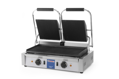 Grill kontaktowy podwójny ryflowany, 570x370x210 mm | HENDI, 263709
