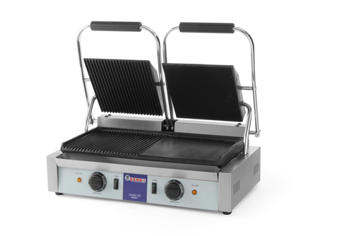 Grill kontaktowy podwójny ryflowany/gładki, 570x370x210 mm | HENDI, 263907