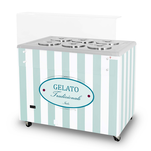 Witryna do lodów 256 l, 1063x670x895 mm, biała, pastelowy niebieski | RESTO QUALITY, Gelato Pozetti