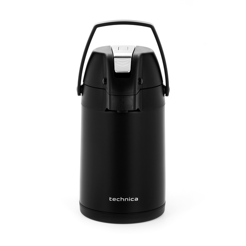 Termos próżniowy 3 l z pompką i uchwytem, czarny | TECHNICA, Black Series