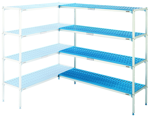 Regał narożny aluminiowo-polietylenowy, 3-półkowy, 652x400x1750 mm | EDENOX, Zestaw-500