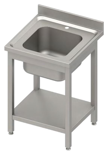 Stół ze zlewem jednokomorowym i półką, 600x700x850 mm | STALGAST, 984457060