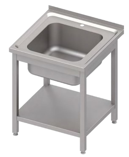 Stół ze zlewem jednokomorowym i półką, 700x700x850 mm | STALGAST, 983137070