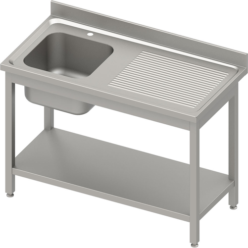 Stół ze zlewem jednokomorowym z lewej strony i półką, 1800x700x850 mm | STALGAST, 984477180