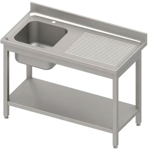 Stół ze zlewem jednokomorowym z lewej strony i półką, 700x600x850 mm | STALGAST, 984476070