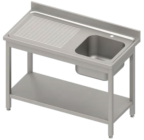 Stół ze zlewem jednokomorowym z prawej strony i półką, 1500x700x850 mm | STALGAST, 984467150