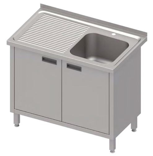 Stół ze zlewem jednokomorowym z prawej strony z szafką, 1000x700x850 mm | STALGAST, 983867100