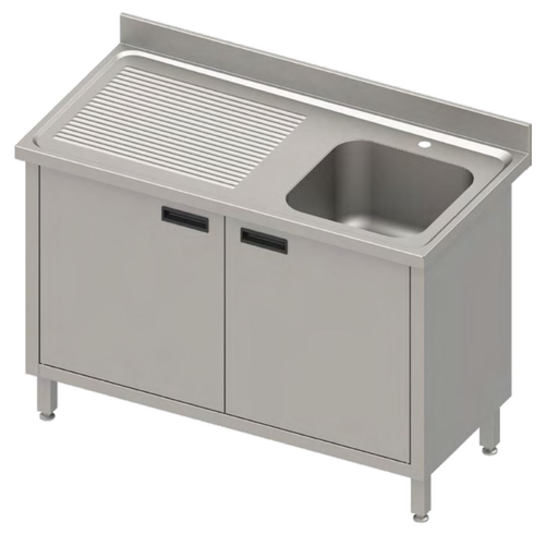 Stół ze zlewem jednokomorowym z prawej strony z szafką, 900x700x850 mm | STALGAST, 984497090