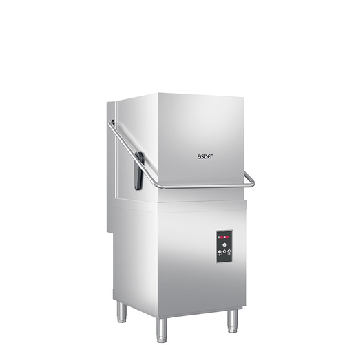 Zmywarka kapturowa sterowana cyfrowo z dozownikiem płynu nabłyszczającego i myjącego, z pompą spustową, kosz 500x500 mm, 630x750x1482 mm | ASBER, GTX-H510 B DD