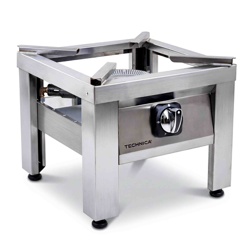 Taboret gazowy ECO 9,0 kW, rozmiar M, 400x400x350 mm, z palnikiem jednokoronowym | TECHNICA, Silver Line