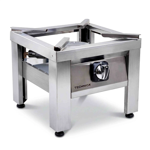 Taboret gazowy ECO 9,0 kW, rozmiar M, 400x400x350 mm, z palnikiem jednokoronowym | TECHNICA, Silver Line