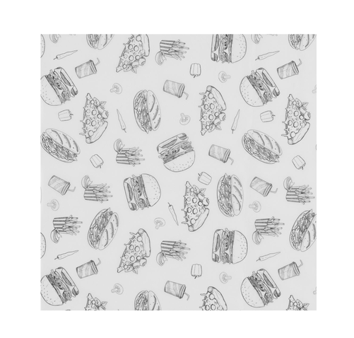 Papier pergaminowy 305x305 mm z nadrukiem fast food, 500 arkuszy | HENDI, 678282