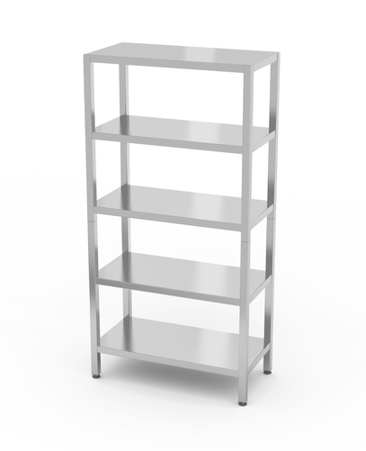 Regał skręcany z półkami pełnymi ze stali nierdzewnej, 900x450x1800 mm | HENDI, 813041