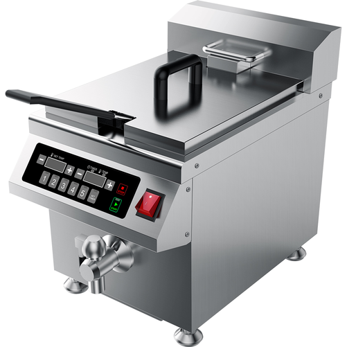 Frytownica indukcyjna jednokomorowa 8 l z kranem spustowym, 3,5 kW, 230 V, 290x490x418 mm | STALGAST, 746781