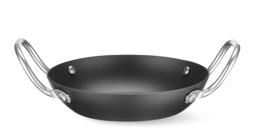Patelnia ze stali węglowej do serwowania, o średnicy 164 mm, czarna, inox | HENDI, 627921