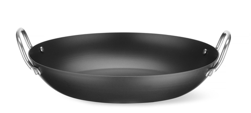 Patelnia ze stali węglowej do serwowania, o średnicy 243 mm, czarna, inox | HENDI, 627952