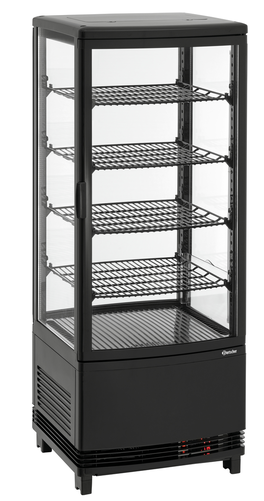 Witryna chłodnicza nastawna z oświetleniem LED, 98 l, 0,18 kW, 425x425x1090 mm, czarny | BARTSCHER, 700698