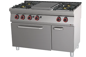 Kuchnia gazowa, 4-palnikowa, wolnostojąca, piekarnik gazowy, 42,4 kW, 1200x700x900 mm | REDFOX, STPT 70/120 21 G