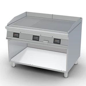 Płyta grillowa, elektryczna, ze stali chromowanej, gładko-ryflowana, wolnostojąca, 22,5 kW, 1200x900x900 mm | RMGASTRO, FTLR-912 ETTS