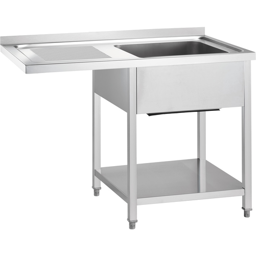 Stół ze zlewem jednokomorowym z prawej strony i miejscem na lodówkę lub zmywarkę 1200x700x900 mm | GREDIL, 672447