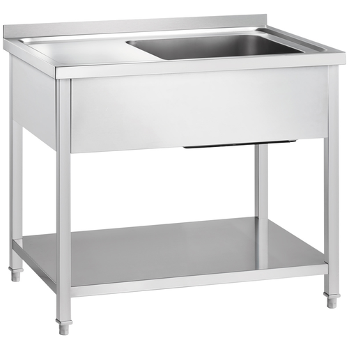 Stół ze zlewem jednokomorowym z prawej strony z półką 1000x700x850 mm | GREDIL, 673307