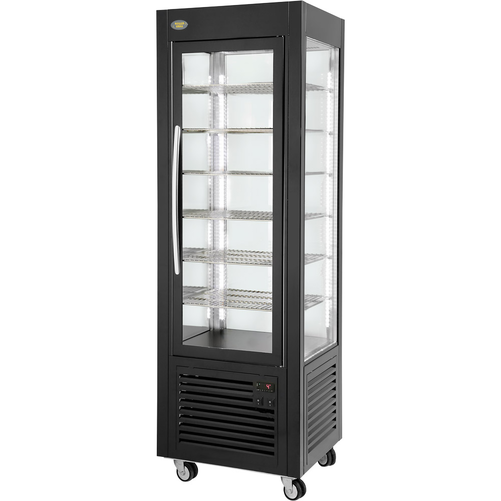 Witryna chłodnicza nastawna czarna z oświetleniem LED, 360 l, 600x630x1850 mm | ROLLER GRILL, 777451