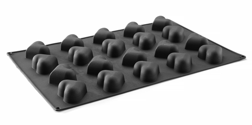 Forma silikonowa do pieczenia, foremki serca o wymiarach 75x60 mm, 570x375x35mm | HENDI, Heart