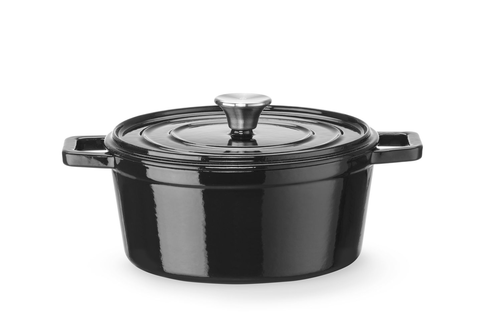 Garnek żeliwny emaliowany 3,7 l, czarny | HENDI, 626870
