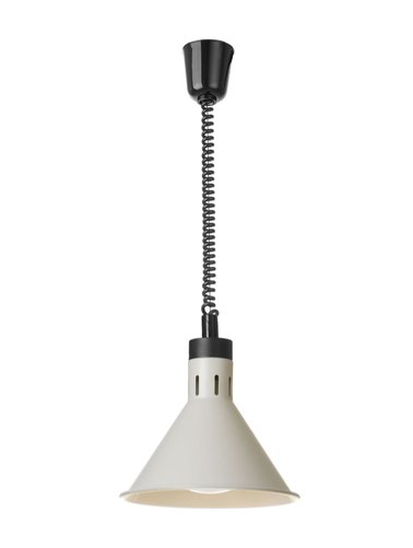 Lampa do podgrzewania potraw, wisząca, stożkowa, 0,25 kW, ⌀275x250 mm, biała | HENDI, 273937