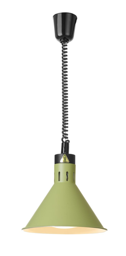 Lampa do podgrzewania potraw, wisząca, stożkowa, 0,25 kW, ⌀275x250 mm, zielona | HENDI, 273920