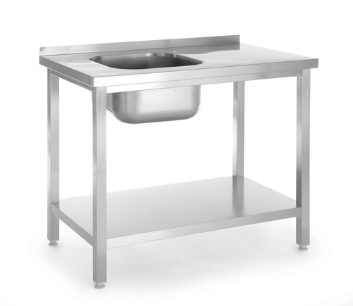 Stół ze zlewem jednokomorowym z lewej strony z półką 800x600x850 mm | HENDI, Kitchen Line