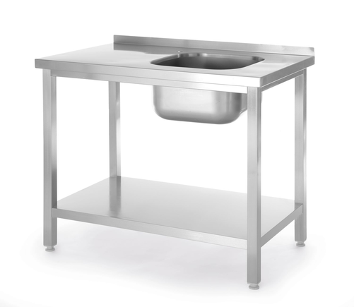 Stół ze zlewem jednokomorowym z prawej strony z półką 800x600x850 mm | HENDI, Kitchen Line