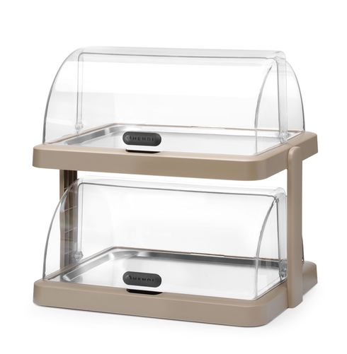 Witrynka ekspozycyjna podwójna Roll-Top Duo, 480x355x480 mm, beżowa | HENDI, Uniq