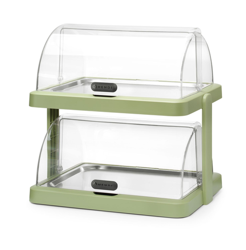 Witrynka ekspozycyjna podwójna Roll-Top Duo, 480x355x480 mm, zielona | HENDI, Uniq