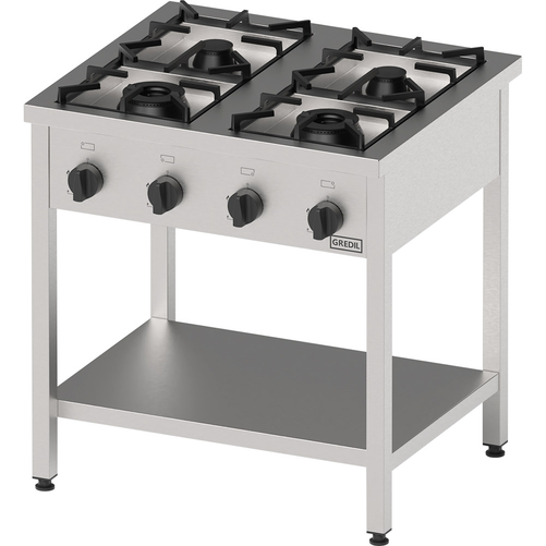 Kuchnia gazowa 4-palnikowa na podstawie otwartej, 23,5 kW, G30, 800x700x850 mm | GREDIL, 976523