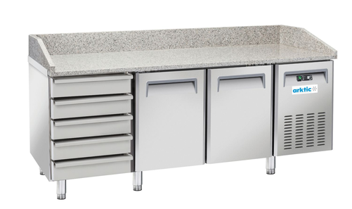 Stół chłodniczy do pizzy 2-drzwiowy z 5 szufladami, 362 l, 2025x800x1040 mm, inox | ARKTIC, 236802