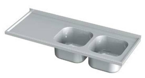 Blat ze zlewem dwukomorowym 1500x600x40 mm | KOMAT, KST-136-150600