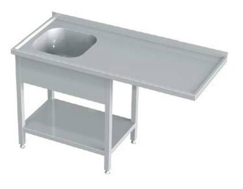 Stół ze zlewem i półką 1600x600x850 mm | KOMAT, KST-141-160600