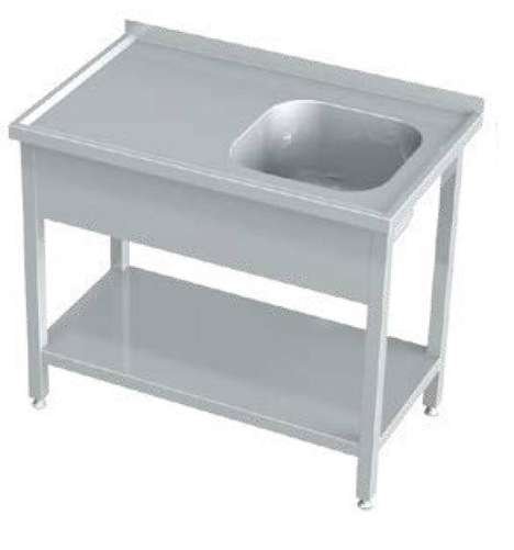 Stół ze zlewem i półką 800x600x850 mm | KOMAT, KST-102-800600