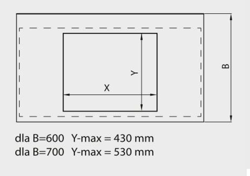 Wycięcie prostokątne z rantem 40 mm | KOMAT, DP-53-W7