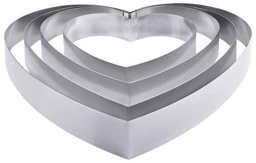 Obręcz cukiernicza serce, stal nierdzewna 18/10, do formowania ciast, 260x260x60 mm, inox | CONTACTO, 4047/260