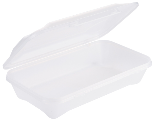 Pojemnik wielokrotnego użytku GN 1/4, z niską pokrywą, o pojemności 1,25 l, sztaplowalny, polipropylen WE*TURN®, 265x162x65 mm, przezroczysty/biały | CONTACTO, 1180/140