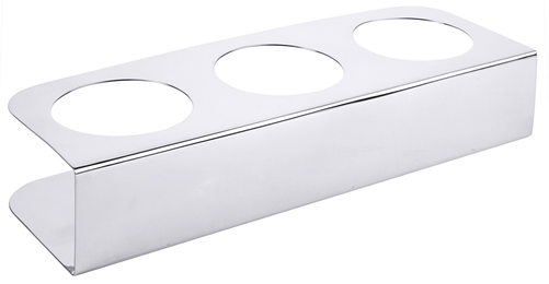 Stojak na sosy 3-otworowy, stal nierdzewna 18/10, polerowany, 300x100x55 mm, inox | CONTACTO, 2743/703