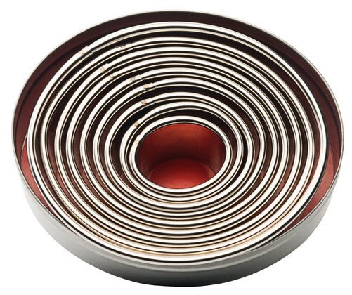 Zestaw wykrawaczy owalnych gładkich 9 szt., stal nierdzewna 18/10, w puszce, 22x19–80x70x30 mm, inox | CONTACTO, 4091/009