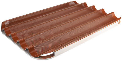 Blacha do bagietek perforowana, aluminium 1,5 mm, powłoka nieprzywierająca silikonowa, 600x400x35 mm, czerwona | CONTACTO, 4720/600